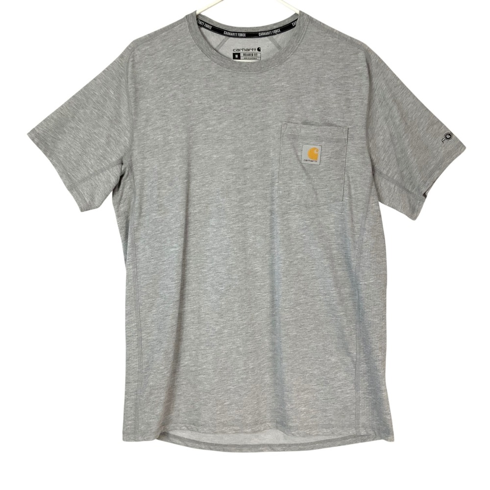 Carhartt Force Relaxed Fit Pocket T-Shirt Heather Gray Crew Neck Short Sleeve M